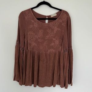 Altar’d State Embroidered Bell-Sleeve Blouse